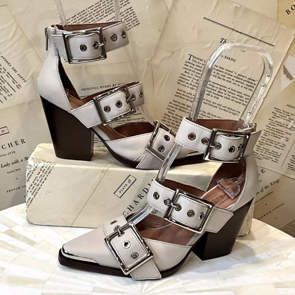 Free People Jeffrey Campbell Hendrix Heels Light Gray Matte Leather - Picture 2 of 10